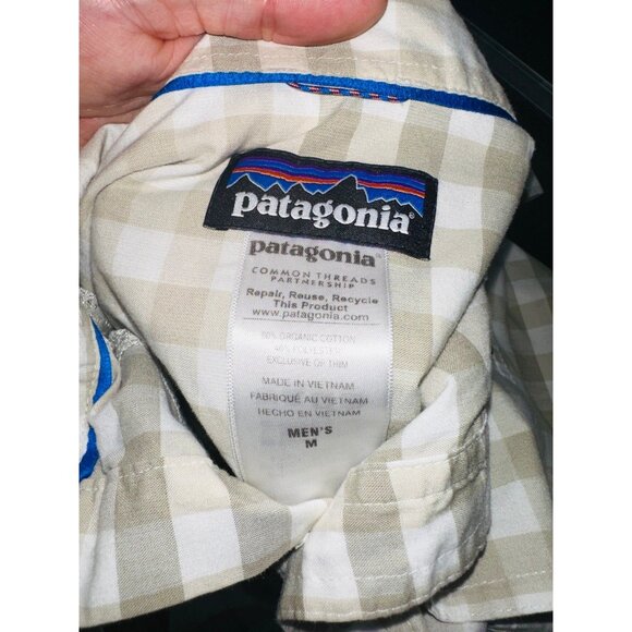 A1 Patagonia Mens Shirt Top Plaid Button Front Medium travel Beach Hike - Picture 5 of 5